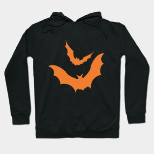 Orange silhouette of 2 bats Hoodie